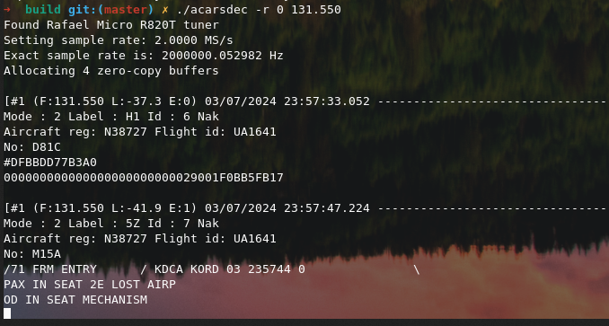 Decoding VHF ACARS on Linux